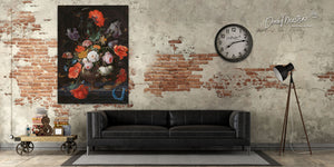 Stilleven met bloemen en een horloge